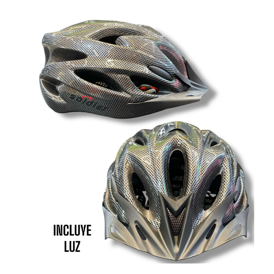 CASCO DE CICLISMO CON LUZ DE CARBONO