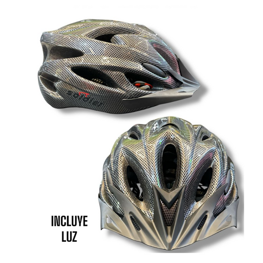 CASCO DE CICLISMO CON LUZ DE CARBONO